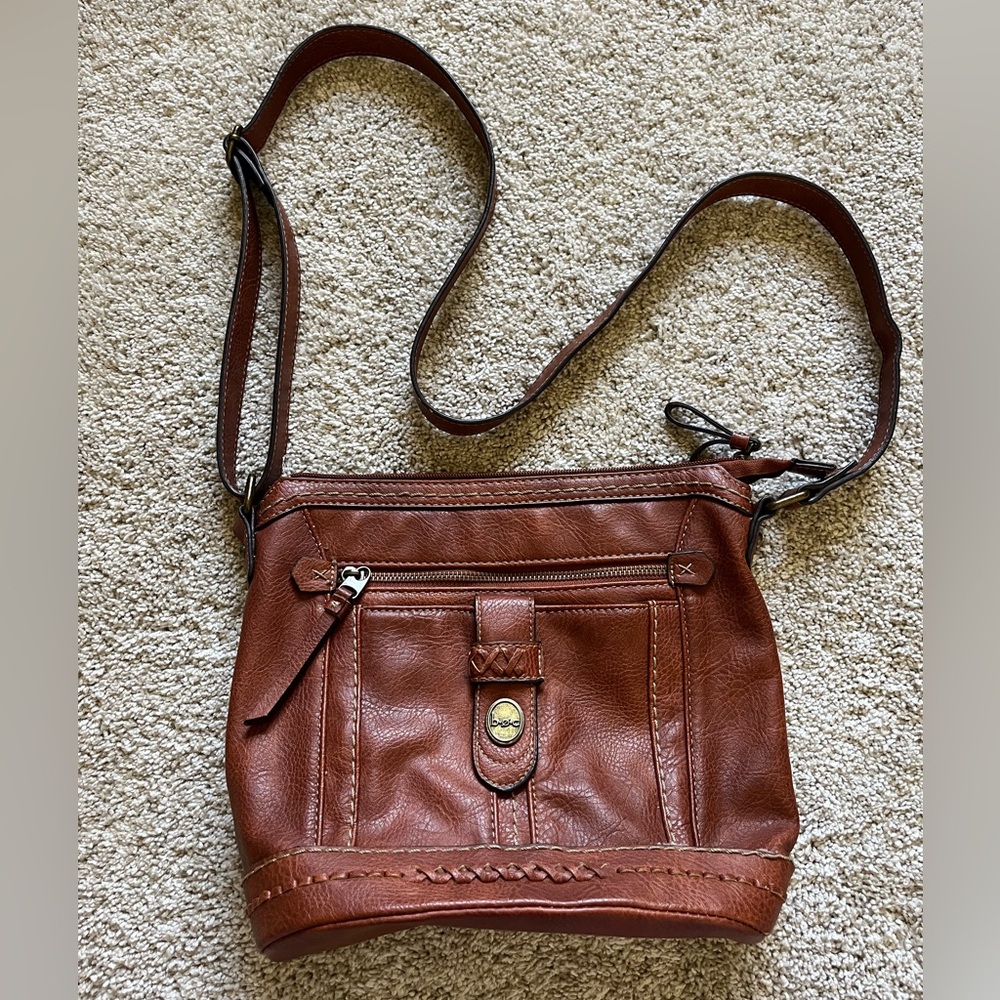 BOC Crossbody Purse Shoulder Bag Brown Vegan Leather Born Concept B.O.C. *FLAW